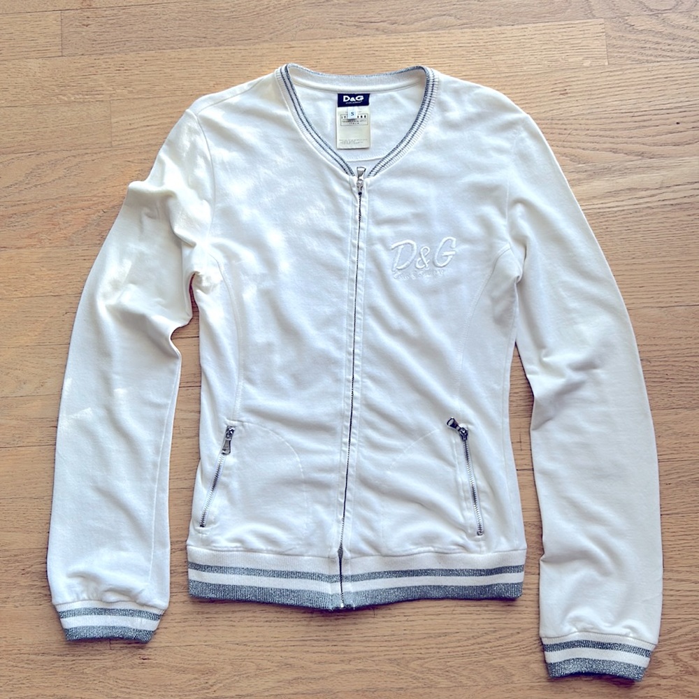 Dolce & Gabbana women’s ivory zip cardigan size Small very nice condition